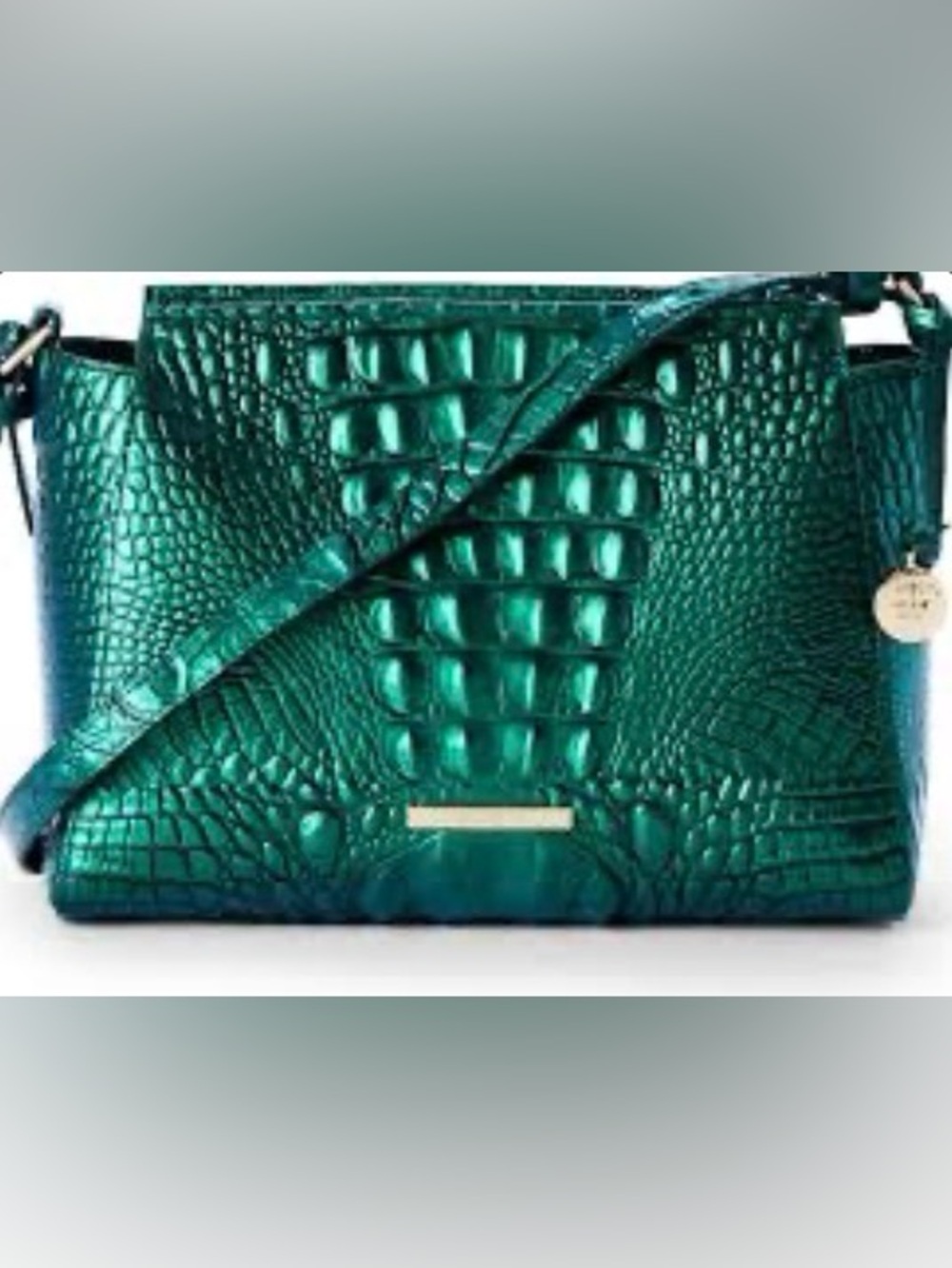 NWT Brahmin Hillary Shoulder Bag in Mystic Green Melbourne Croc Leather.
